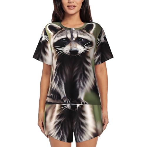 Pyjama raton laveur femme à manches courtes idéal pour le voyage