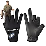 Ruoptree Guantes de Pesca para el Sol,Guantes de Pesca para Dedos para Hombres,Protector de Guantes de Dedo Profesional de 3 Dedos | Guantes de Pesca para Clima frío, Guantes con 3 Dedos Cortados,