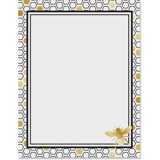 PaperDirect Bee Octagon Grace Border Papers, White Background with Black and Gold Octagon Pattern Design, 8.5 x 11, Acid-Free, Ideal for Invitations,