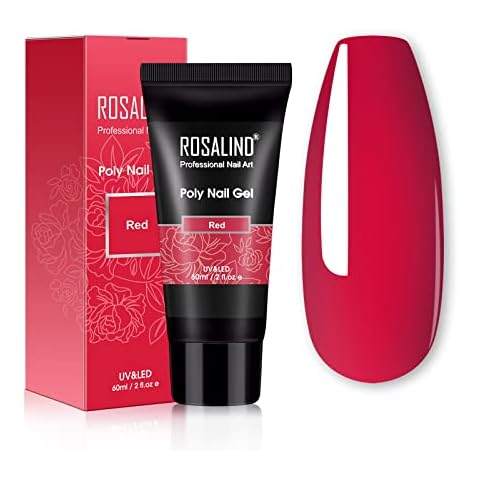 ROSALIND 60ml Red Poly Nail Gel Poly Red Extension Nail Gel Poly 60g Tubes, Red Poly Nail Gel Colour Gel Builder Poly Nail Extension Gel Poly Art Design Need UV/LED Lamp for Women DIY Gel Extension Cover