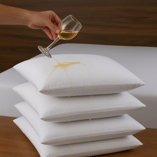 Kit 4 Capas Protetoras para Travesseiro 50x70cm Impermeável com Z...