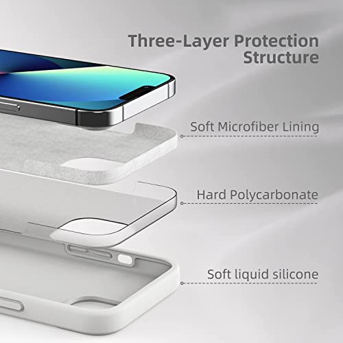 Image of MIDOS Back Cover Compatible with iPhone 13 Liquid Silicone Case Full Protection Shock Proof Back Cover for iPhone 13 (White)