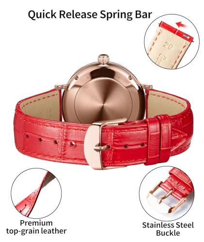 Image of BINLUN Leather Watch Band Genuine Calfskin Replacement Watch Strap Quick Release Crocodile Pattern 10 Colors 13 Sizes for Men Women(10mm,12mm,14mm,16mm,17mm,18mm,19mm,20mm,21mm,22mm,23mm,24mm)