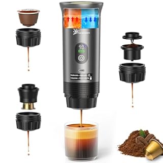 Yorenson Portable Coffee Maker for Travel,Self-Heating Espresso Machine with USB-C,LED Display,20 Bar,Compatible with Coffee Grounds&Capsules (Ns&DG)–Portable Espresso Maker for Car,RV,Camping,Office
