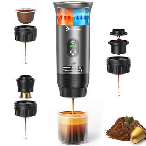 Portable Espresso Maker Yorenson Portable Coffee Maker for Travel,Self-Heating Espresso Machine with USB-C,LED Display,20...