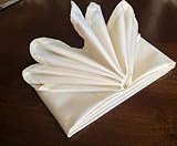 Atlas Kitchen IVORY CREAM OFF-WHITE Dinner Napkins Cloth 18x18 Bulk 100% Natural Pima Cotton Sateen Linens for Events, Weddings and Dinner - Set of 8
