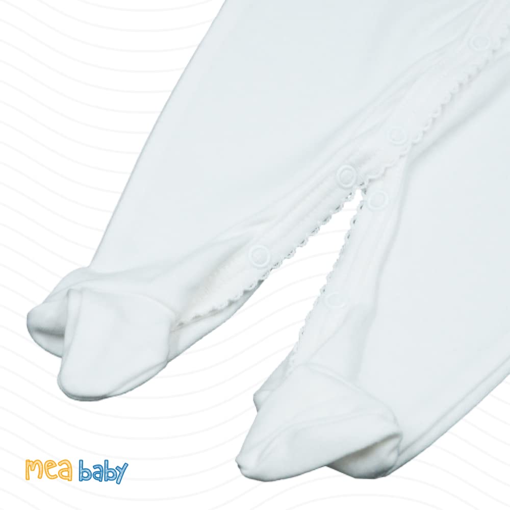 MEA BABY grenouillère bébé Unisexe 100% Coton Bio, Lot de 2, Blanche (crème), pour Filles et garçons (62)
