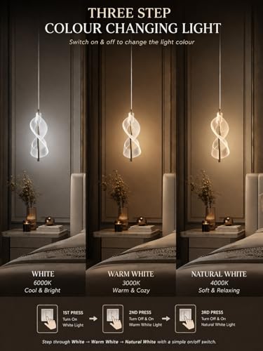 Image of FILLISKA 3 in1 Colour Changing LED Luxurious Hanging /Pendant Light (FrenchGold-PAY1618)