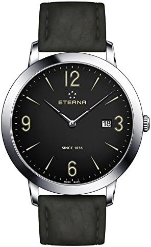 ETERNAMen's Eternity 42mm Black Leather Band Steel Case Sapphire Crystal Quartz Watch 2730-41-48-1397