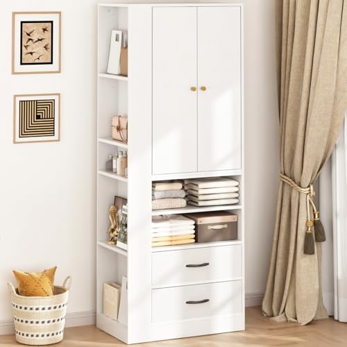 Recopilación de Armarios que puedes comprar esta semana. 48 Uzelia Closet Armables para Ropa Madera Grande, Ropero Tipo Closet para Recamara Blanco con 2 Puertas de Gabinete, Mueble para Ropa para Recamara Hogar, Armario de Almacenamiento...