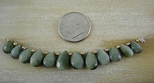 Perles chrysoberyl oeil de chat briolette poire facettee 11x8mm pour collier