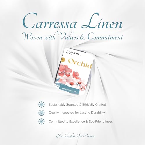 Carressa Linen 100% Egyptian Cotton Standard Pillow Cases Set of 2 - Luxury 1000 Series Orchids Collection Pillowcases Queen Size (Ivory), Cooling Sateen Weave Hotel Quality Bed Pillow Cover by Carressa Linen - Image 7