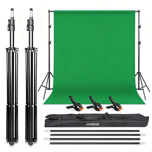 Fond d'écran vert avec support Andoer 2x3m pour studio vidéo