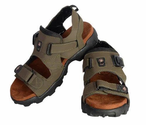 Men's Olive Green Nubuck Leather Outdoor Sandals with Adjustable Velcro Straps, Rugged Sole-picture-44