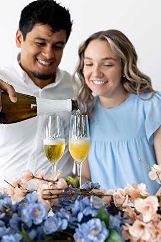 Pearhead Mr. & Mrs. Champagne Flute Set, Wedding Toasting Glasses, Wedding Champagne Glasses, His And Hers Wedding Day Glasses, Wedding Or Bridal Shower Gift Idea #TOP4