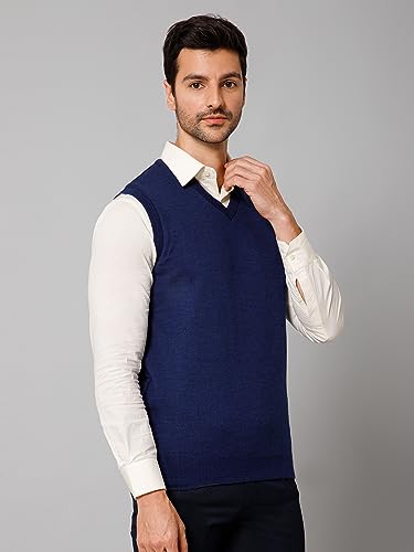 Image of Cantabil Solid Reversible V Neck Sleeveless Regular Fit Mens Casual Sweater | Casual Winter Sweater for Men | Mens Sweater for Winter Wear (P MSWT00055)