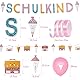 Einschulung Deko Set für Mädchen, Schulkind Girlande + Schultüte und Schulranzen Banner + Schuleinführung Schulanfang Luftballon + Zuckertüten Konfetti