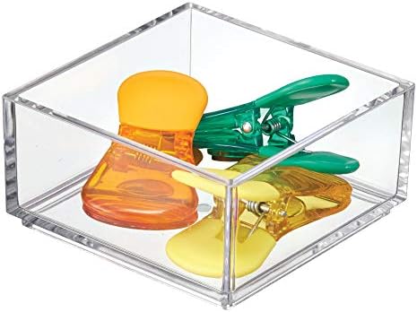 iDesign Desk Drawer Organiser for Makeup and Kitchen Utensils, Extra Small Storage Tray Dividers made of Durable Plastic, Clear