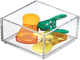iDesign Desk Drawer Organiser for Makeup and Kitchen Utensils, Extra Small Storage Tray Dividers made of Durable Plastic, Clear