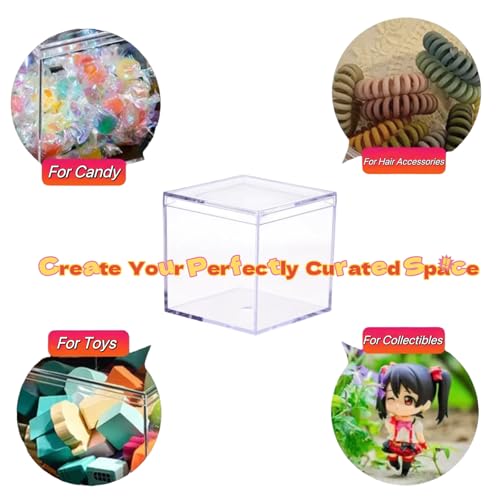 Lighibeuty 12 Pcs Clear Acrylic Box with Lid, 4x4x4 Inch Small Acrylic Box Mini Clear Container Square Plastic Jewelry Display Boxes for Home Jewelry Candy Pill Crafts by Lighibeuty - Used condition - Image 5