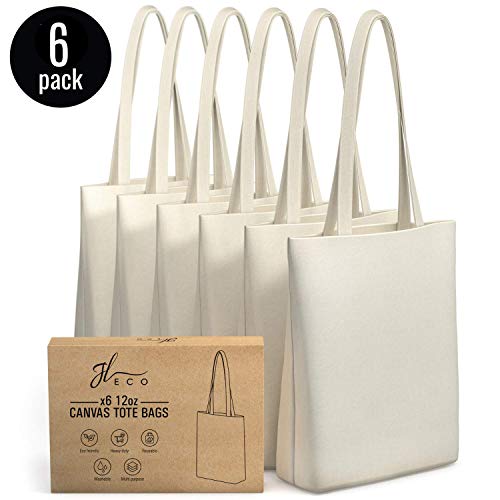 JL ECO 6 | 12 Blank Canvas Tote Bag with Inner Pocket