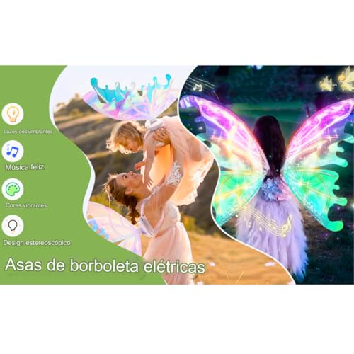 Brinquedo Fantasia Asas De Fada Com Luz Música E Movimento