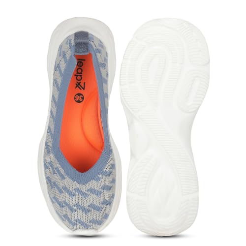 Image of Liberty LEAP7X Teal Blue Casual Flats for Women - Knit-Mesh Slip-On Slip-On