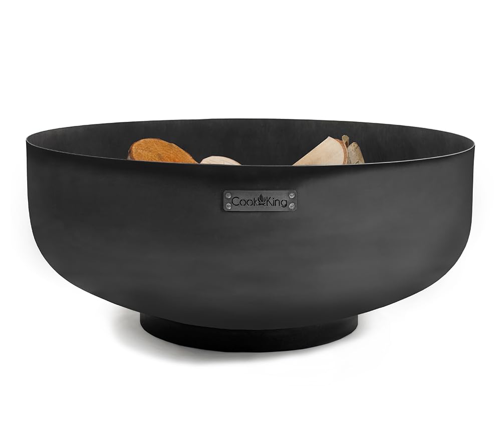 CookKing Feuerschale Palermo XXL aus Stahl Ø 80x35 cm Schwarz windgeschützt