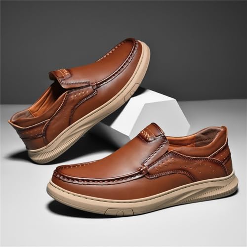 Mens Soft Walking Driving Shoes Genuine Leather Lightweight Breathable Casual Slip on Loafers2