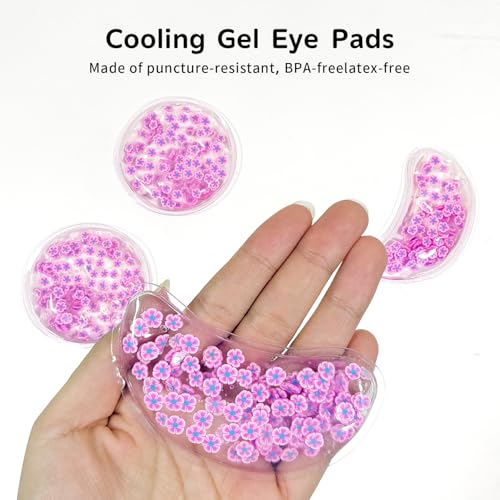 Image of 4PCS Gel Eye Ice Pack Set, Cold & Hot Compress, Reusable Cooling Gel Pads for Strain Relief, Relaxation, SPA and Sleep (4 Purple Flowers-2)