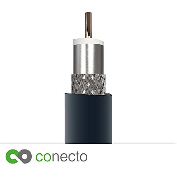conecto HQ SAT, антенный кабель, соединительный кабель - для DVB-S/S2-4K UHD 1080p Full HD HDTV 3D - (коаксиальный кабель, F-разъем - F-разъем, двойной экран, позолоченные штекеры), черный, 0.5 м