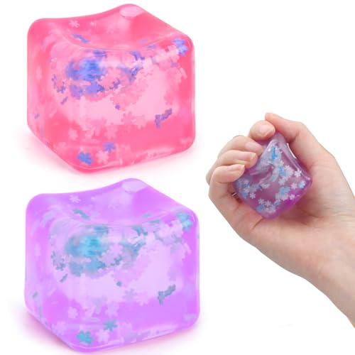 Gretex Fidget Toy for All Ages, 2 Pack Sensory Fidget Cube Stress Ball