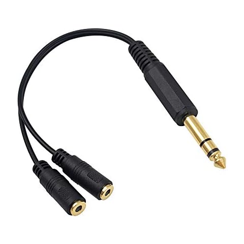 Poyiccot 1/4 to 3.5mm Adapter, 3.5mm to 1/4 Headphone Adapter, 6.35mm 1/4 inch TRS Stereo Male to 2 Dual 3.5mm (Mini) 1/8 inch Stereo Female Y Splitter Cable 20cm/8inch (635M-235FM) Cover