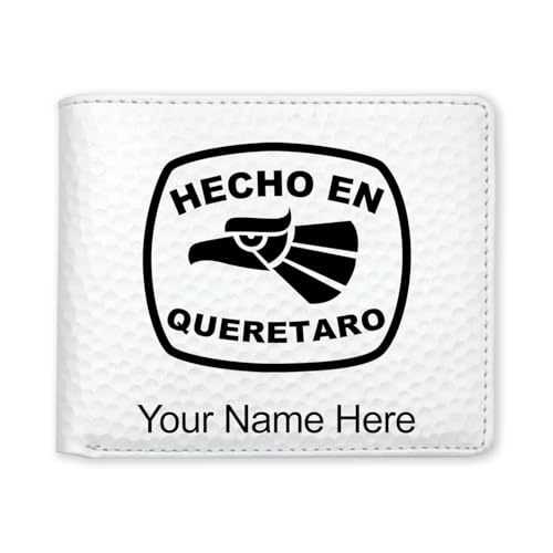 LaserGram Faux Leather Bi-Fold Wallet, Hecho en Queretaro, Personalized Engraving Included (Golf White)