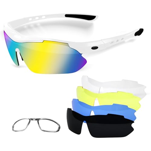 Hurdilen Polarized Cycling Sunglasses for Men Women, 5 Lenses UV Protection Anti-Glare Polarized Cycling Glasses, Sun Glasses for Sport Running Fishing Baseball