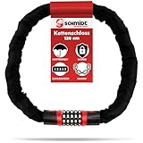 SCHMIDT security tools KS1000 Fahrradschloss Kettenschloss 6mm 120cm 5-stelliges Zahlenschloss für Fahrrad E-Scooter Roller schlüssellos Stahlkette