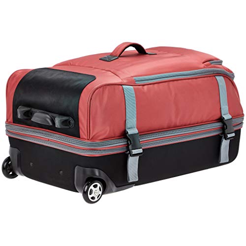 Amazon Basics Rolling Travel Duffel Bag Luggage with Wheels, Large, Red