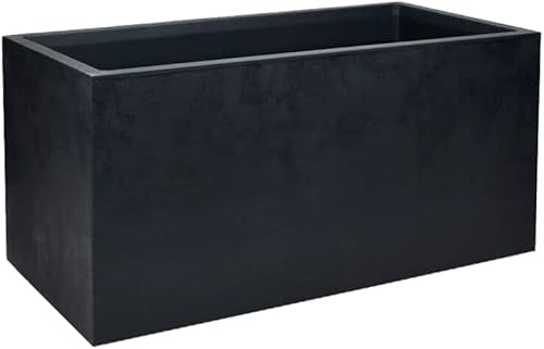 Serene Spaces Living Maceta rectangular negra y caja de flores balcón de plástico patio caja de ventana maceta para interiores y exteriores ligera
