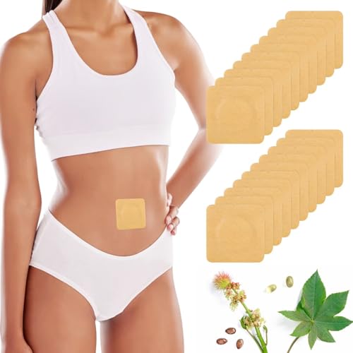 Paw Legend 20 Pcs Disposable Castor Oil Pack Wrap for Belly Button Patch Organic Cotton Self-Adhesive Castor Oil Wrap Highly Absorbent No Washing (Oil Not Included)