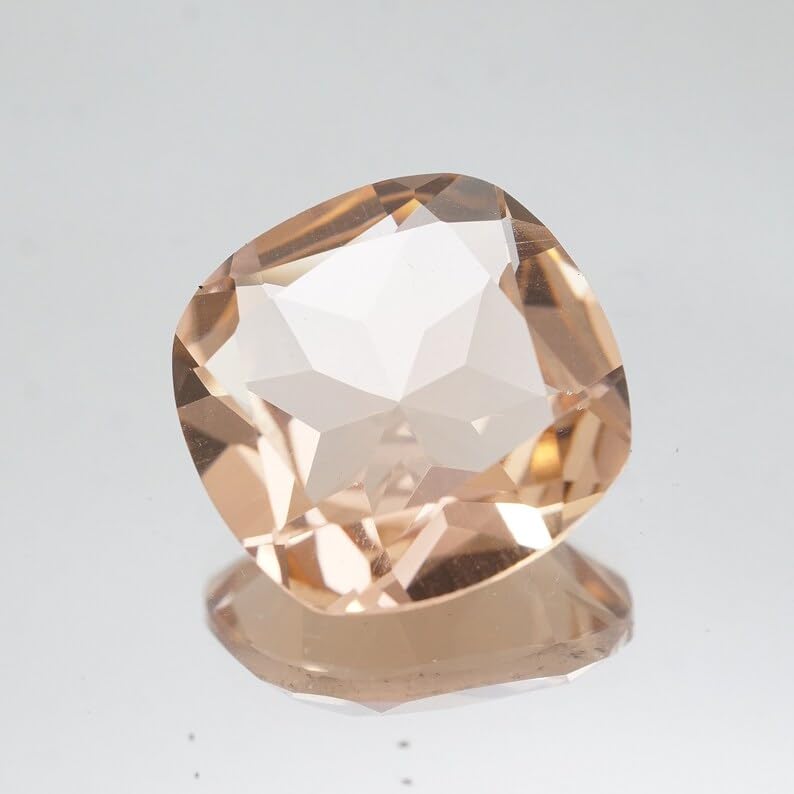 Morganite pêche 10mm coussin pour fabrication bague collier DIY