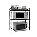 DAWNYIELD Scaffale estensibile a 3 ripiani per forno a microonde con 3 ganci appesi Supporto per microonde con portaoggetti per bancone da cucina Organizer per stampanti..