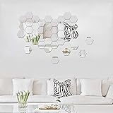 Hexagon Mirror, ITTA Large 32pcs 126x110x63mm 3D Acrylic DIY Wall Decorative Self-Adhesive Wall Stic