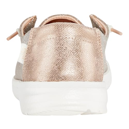 Image of HEYDUDE Girl's Toddler Wendy Metallic Sparkle Slip On Shoe | Easy On Loafer