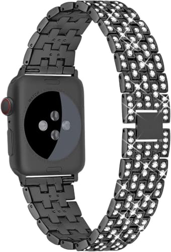 Image of Zitel Compatible with Apple Watch Band for Women Girls, Bling Rhinestone Metal Bands 40mm 41mm 42mm(Series 11 /10) 44mm 45mm 46mm Series 11 /10 /9 /8 /7 /6 /5 /4 /SE3 /SE2 /SE