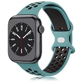 Cinturino Sportivo Silicone Compatibile con Apple Watch 44mm Cinturino Sport Loop Traspirante 42mm 44mm 45mm 46 mm 49mm, per iWatch Serie 11 10 9 8 7 6 5 4 3 2 1Ultra SE 3 2, Blu/nero