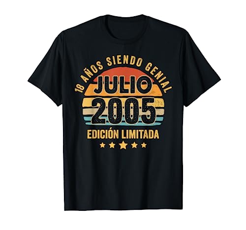 Hombre 18 Años Cumpleaños Regalo Hombre Julio 2005 Julio 18 Años Camiseta