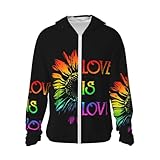 Noasqll LGBT Rainbow Gay Pride Flag Love Is Love Sunflower Unisex Women Men Sun Protection Hoodie Jacket Zip Up Lightweight Long Sleeve Sun Shirt Fishing Hiking Outdoor UV Shirts With Pockets XX-Large