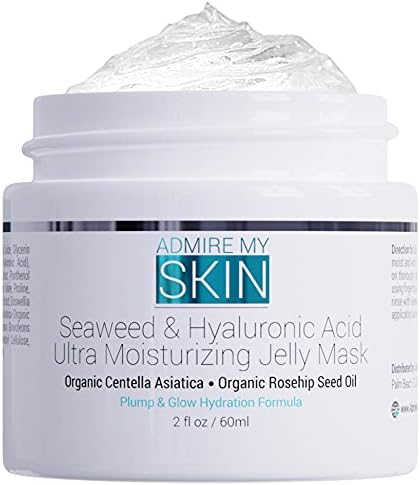 Seaweed Hyaluronic Acid Jelly Mask – Skin Care Face Mask Anti Aging Face Masks Skincare Contains Hydrating Centella Asiatica + Rosehip – Moisturizing Beauty Jelly Face Mask for Plump Glowing Skin 2oz