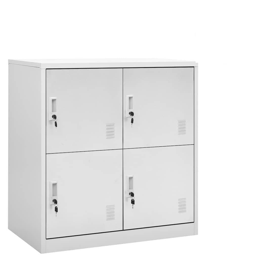 Szafki ze stali jasnoszare 90 x 45 x 92,5 cm z 4 szafkami, zestaw 5 zamykanych na klucz, do biura, szkoły, korytarza, kuchni i uniwersalnego miejsca do przechowywania