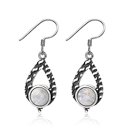 Boucles d'oreilles cristal de dragon violet et pierre de lune 7mm